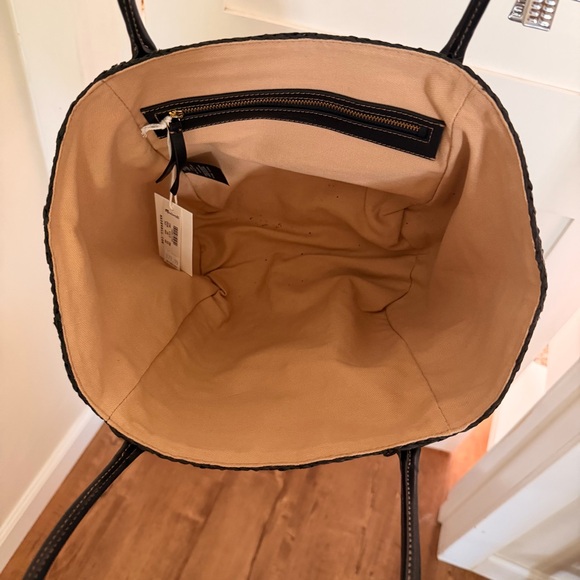 Madewell Black and Tan Striped Woven Tote - Picture 2 of 4